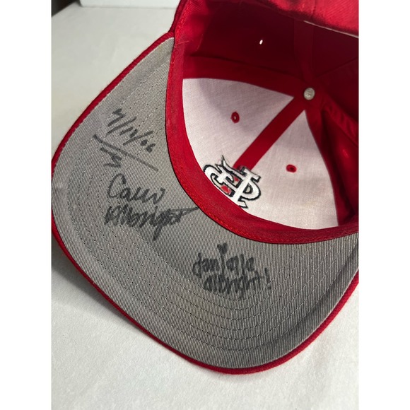 St. Louis Cardinals Hat Cap Red Autographed One Size - Picture 7 of 11